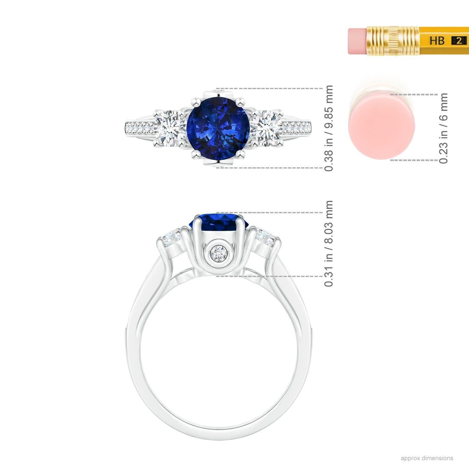 For Sale:  ANGARA GIA Certified Natural Sapphire & Diamond Three Stone White Gold Ring 5
