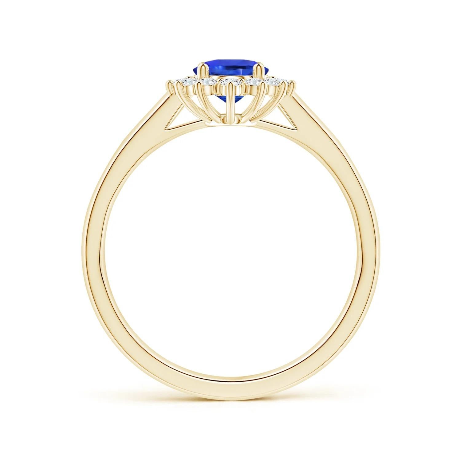 ANGARA GIA Certified Natural Sapphire Diana Ring in Yellow Gold with Halo 2