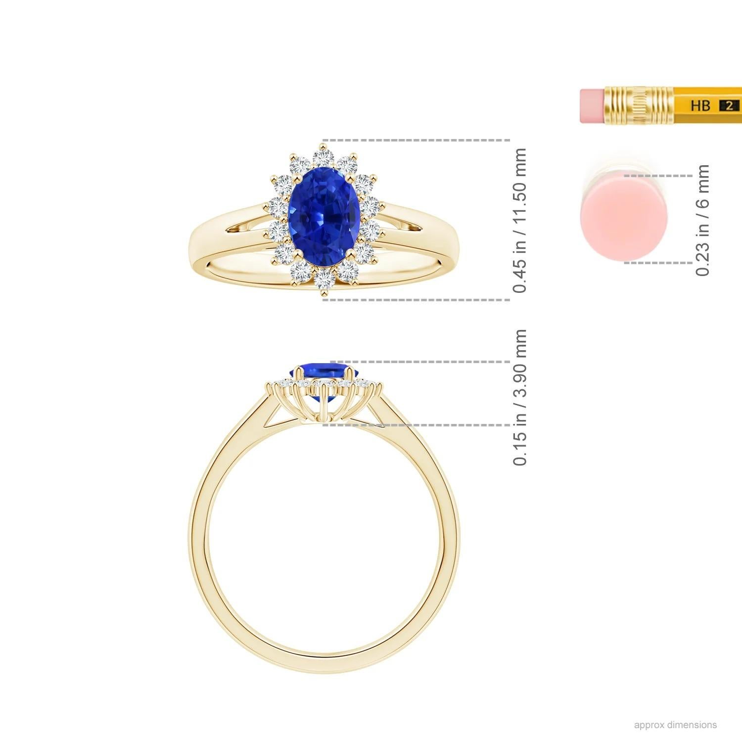 ANGARA GIA Certified Natural Sapphire Diana Ring in Yellow Gold with Halo 5