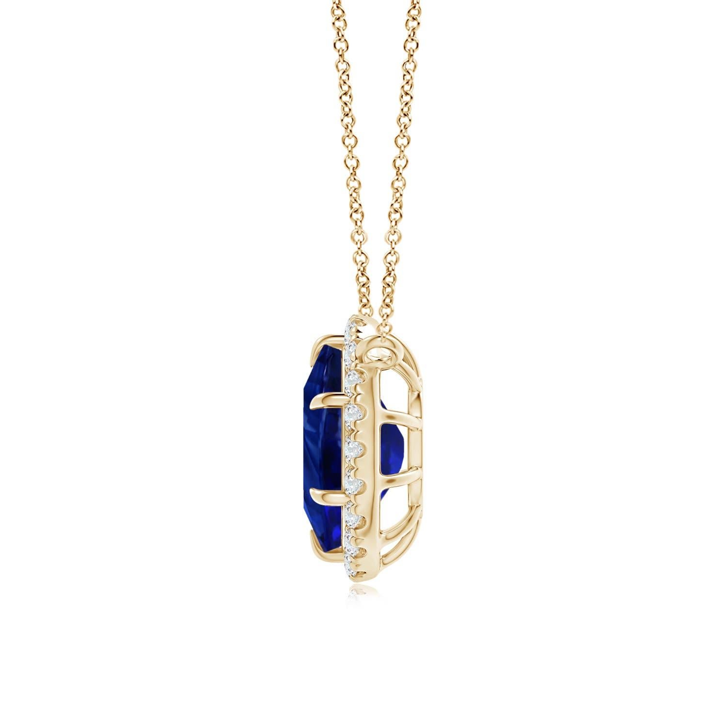 GIA Certified Oval Ceylon Sapphire Ellipse Halo Pendant
