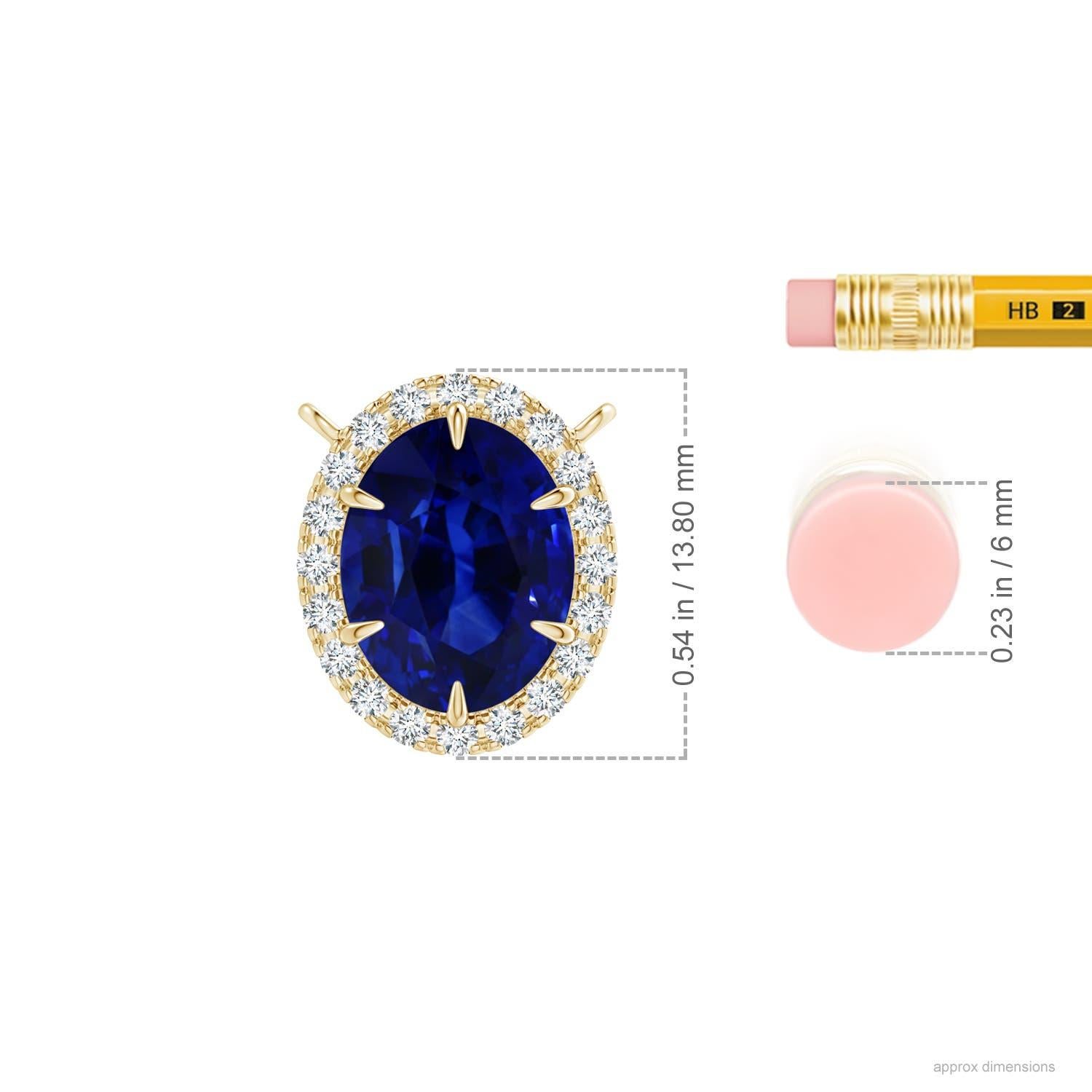 Women's ANGARA GIA Certified Natural Sapphire Ellipse Halo Yellow Gold Pendant Necklace