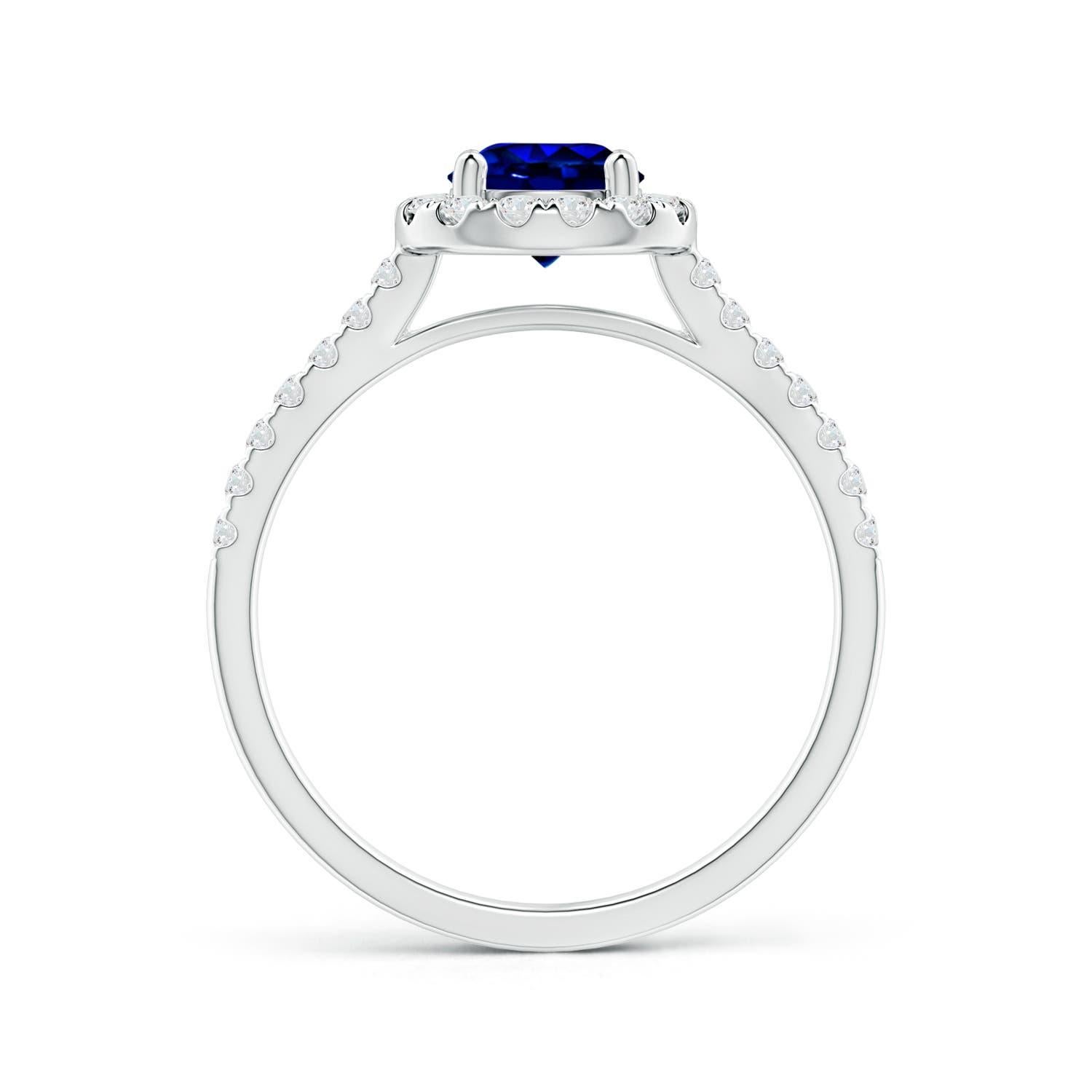 For Sale:  GIA Certified Natural Sapphire Halo Platinum Ring with Diamond Accents 2