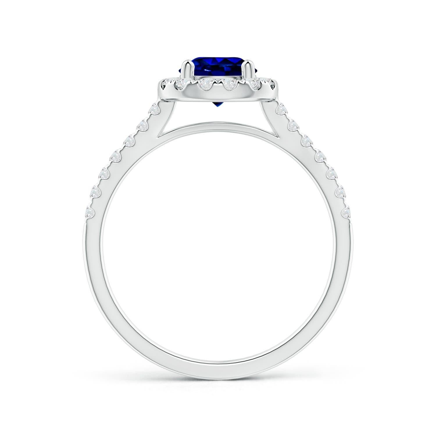GIA Certified Natural Sapphire Halo Platinum Ring with Diamond Accents 2