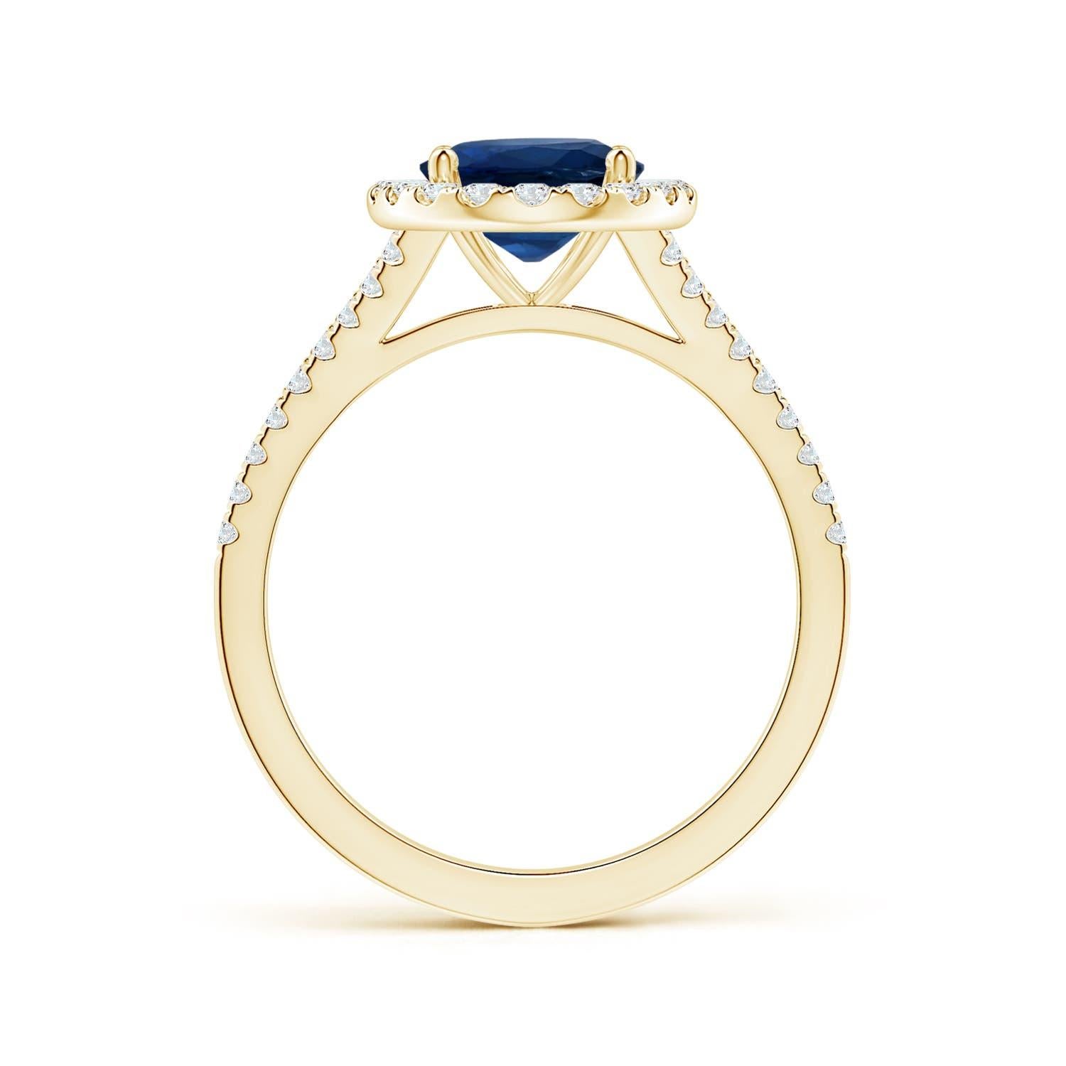 For Sale:  ANGARA GIA Certified Natural Sapphire Halo Ring in Yellow Gold with Diamonds 2