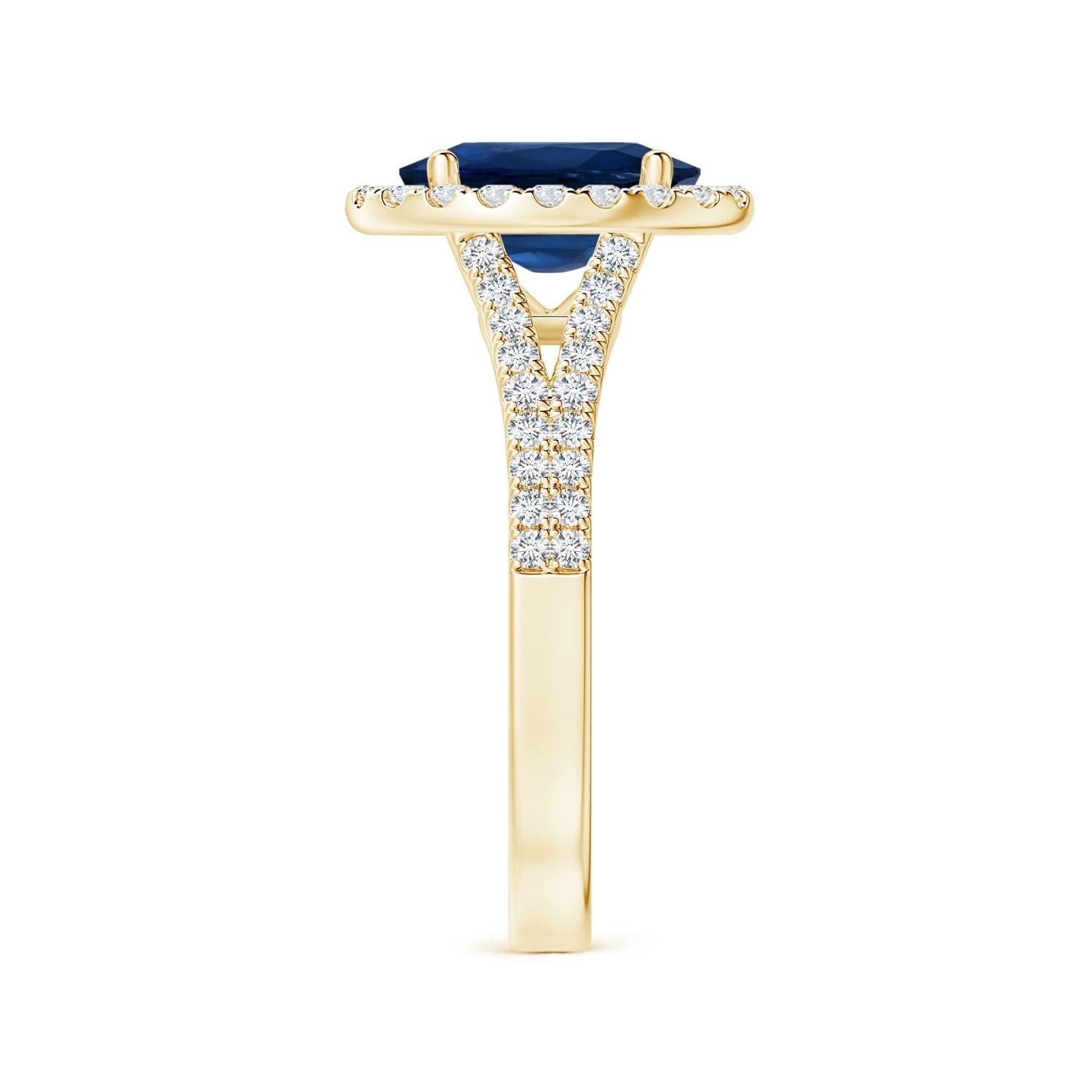 For Sale:  ANGARA GIA Certified Natural Sapphire Halo Ring in Yellow Gold with Diamonds 4