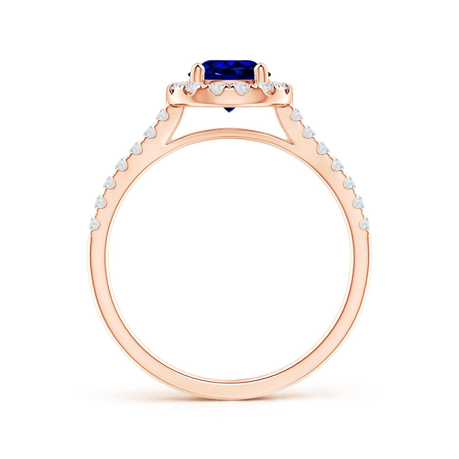 ANGARA GIA Certified Natural Sapphire Halo Rose Gold Ring with Diamond Accents 2
