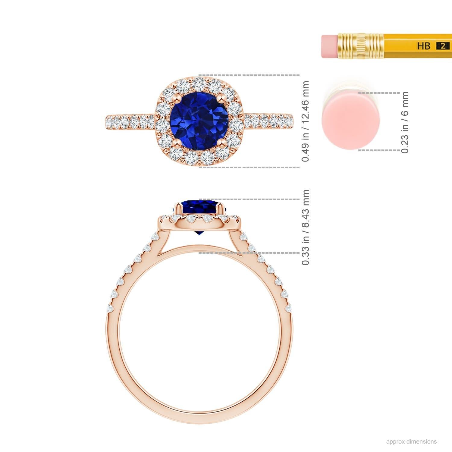 For Sale:  ANGARA GIA Certified Natural Sapphire Halo Rose Gold Ring with Diamond Accents 5