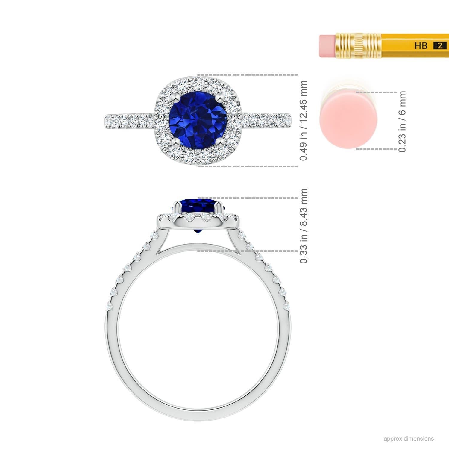 For Sale:  ANGARA GIA Certified Natural Sapphire Halo White Gold Ring with Diamond Accents 5
