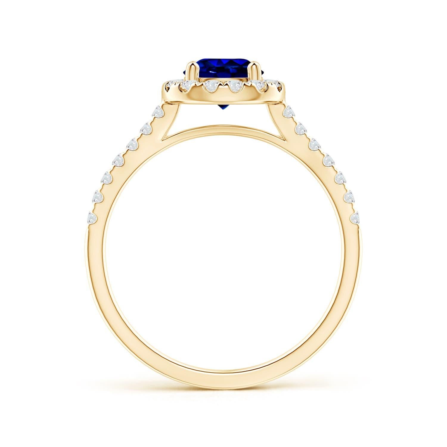 For Sale:  Angara Gia Certified Natural Sapphire Halo Yellow Gold Ring with Diamond Accents 2