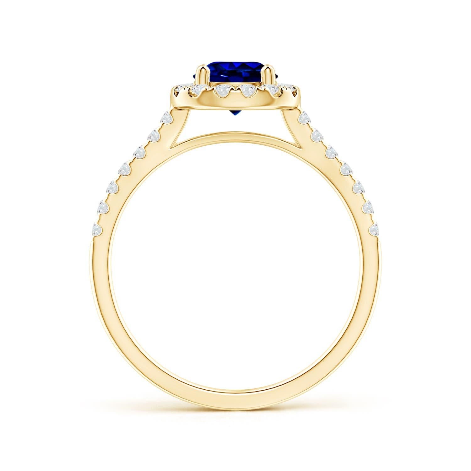 Angara GIA Certified Natural Sapphire Halo Yellow Gold Ring with Diamond Accents 2
