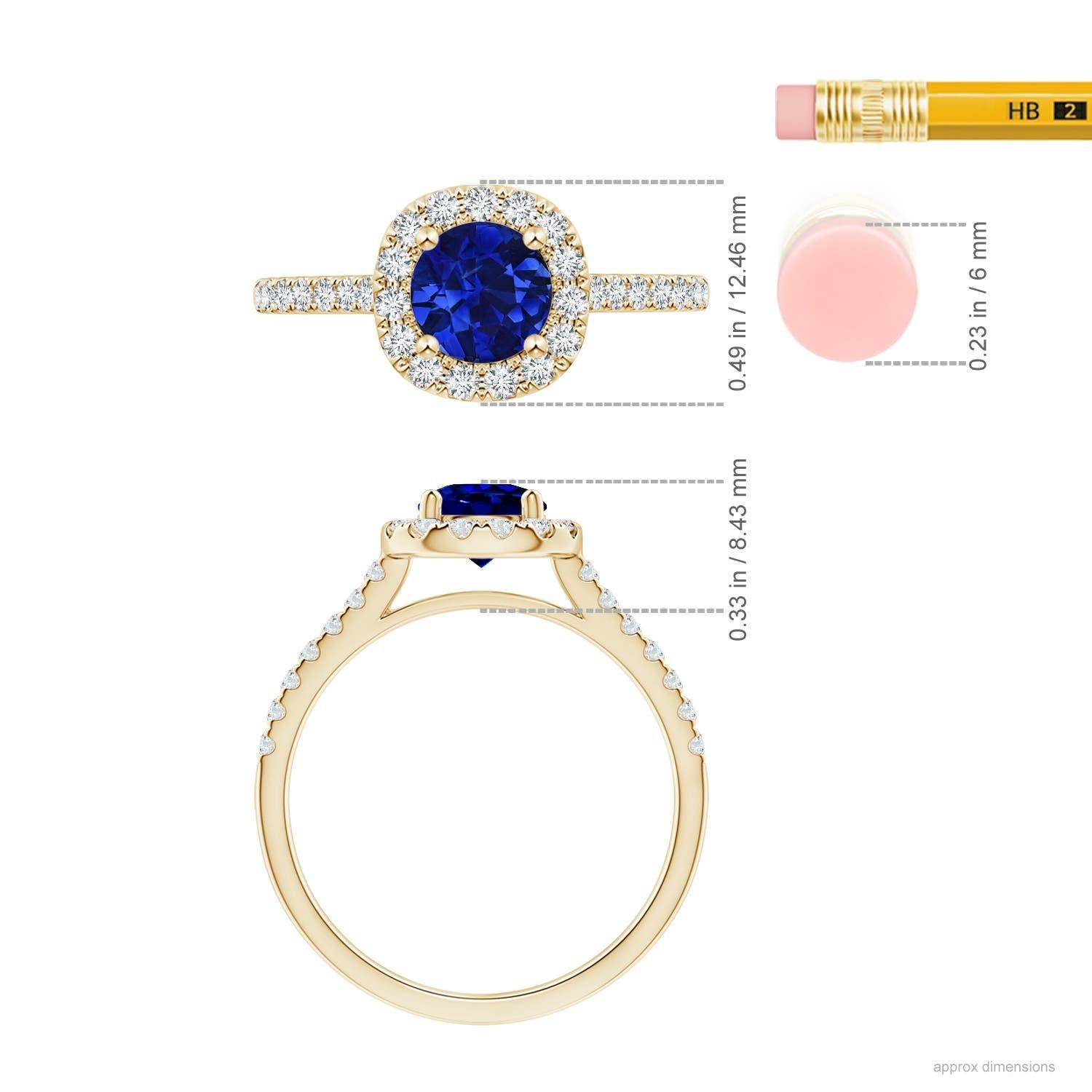 Angara Gia Certified Natural Sapphire Halo Yellow Gold Ring with Diamond Accents 4