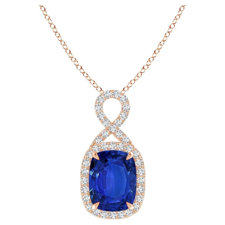 Angara Gia Certified Natural Sapphire Infinity Rose Gold Pendant