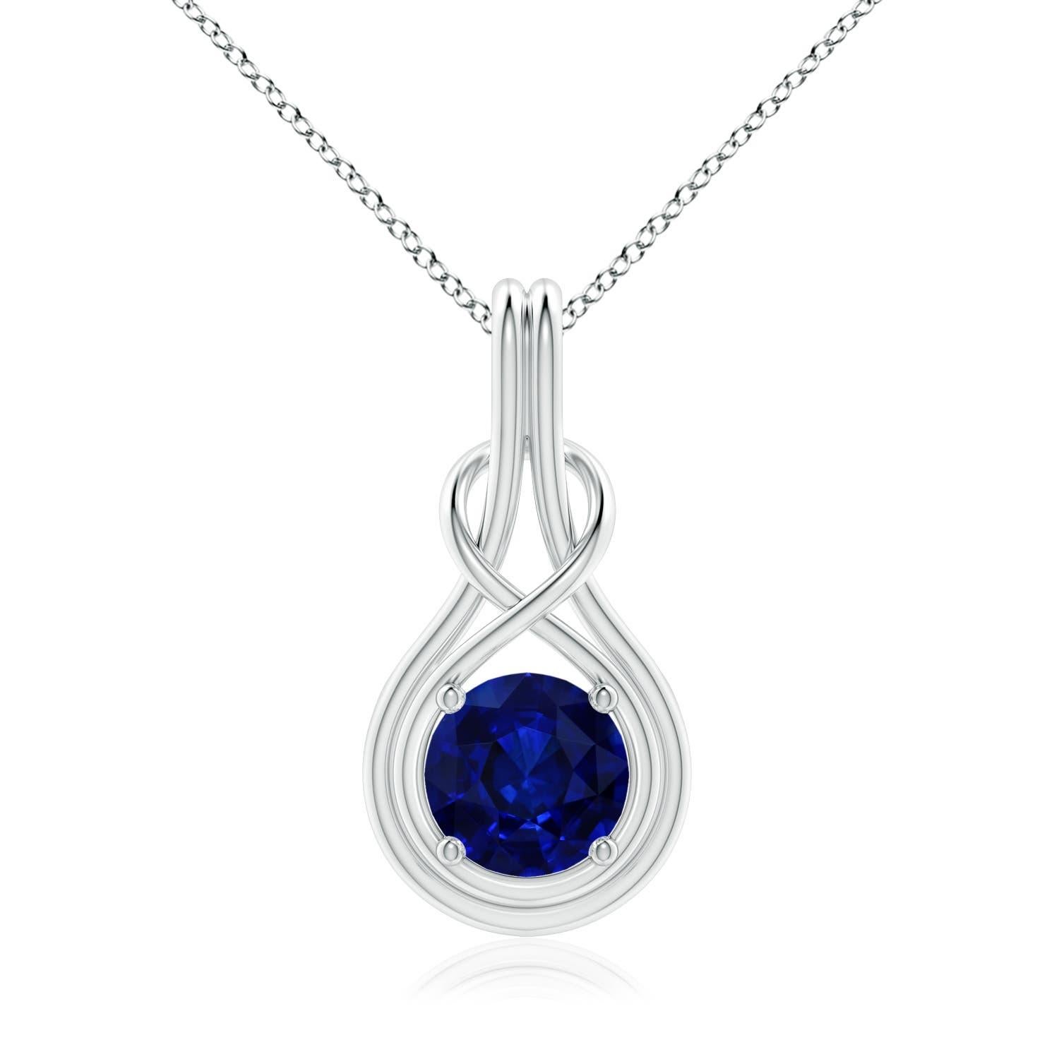 ANGARA GIA Certified Natural Sapphire Platinum Pendant Necklace For Sale