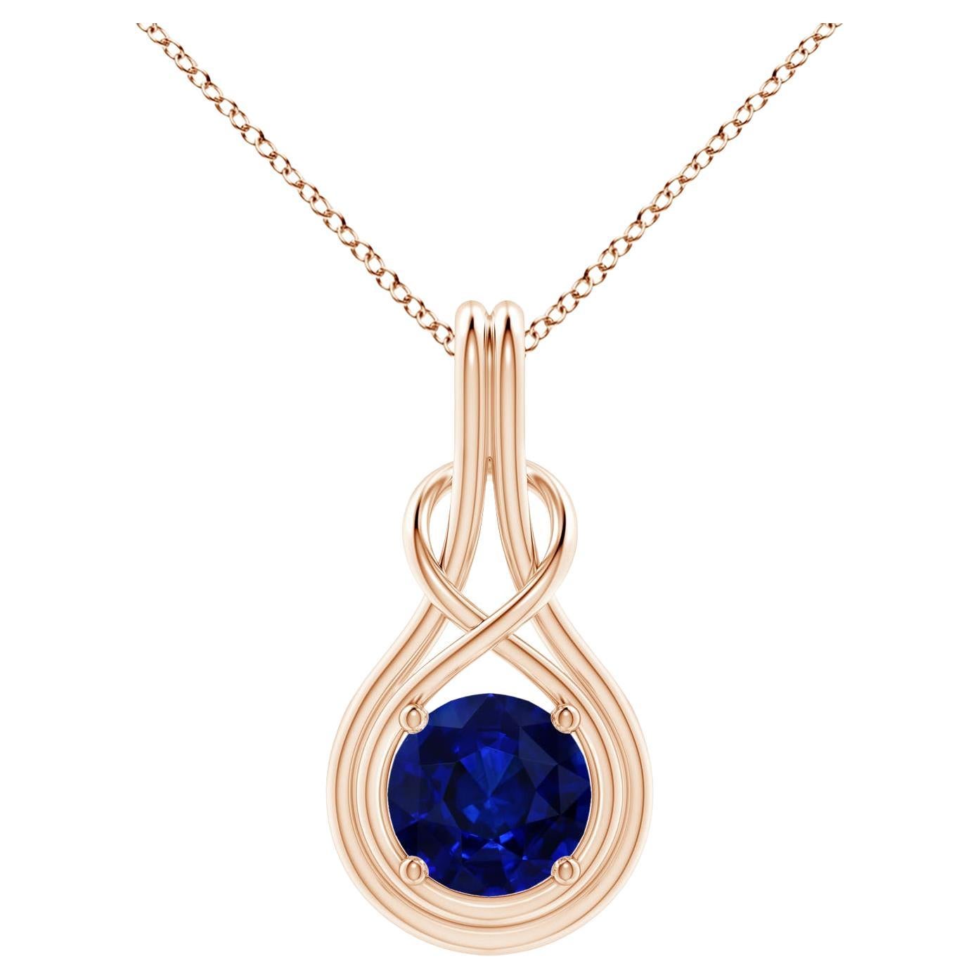 ANGARA GIA Certified Natural Sapphire Rose Gold Pendant Necklace For Sale
