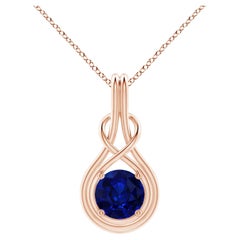 Angara Gia Certified Natural Sapphire Rose Gold Pendant Necklace