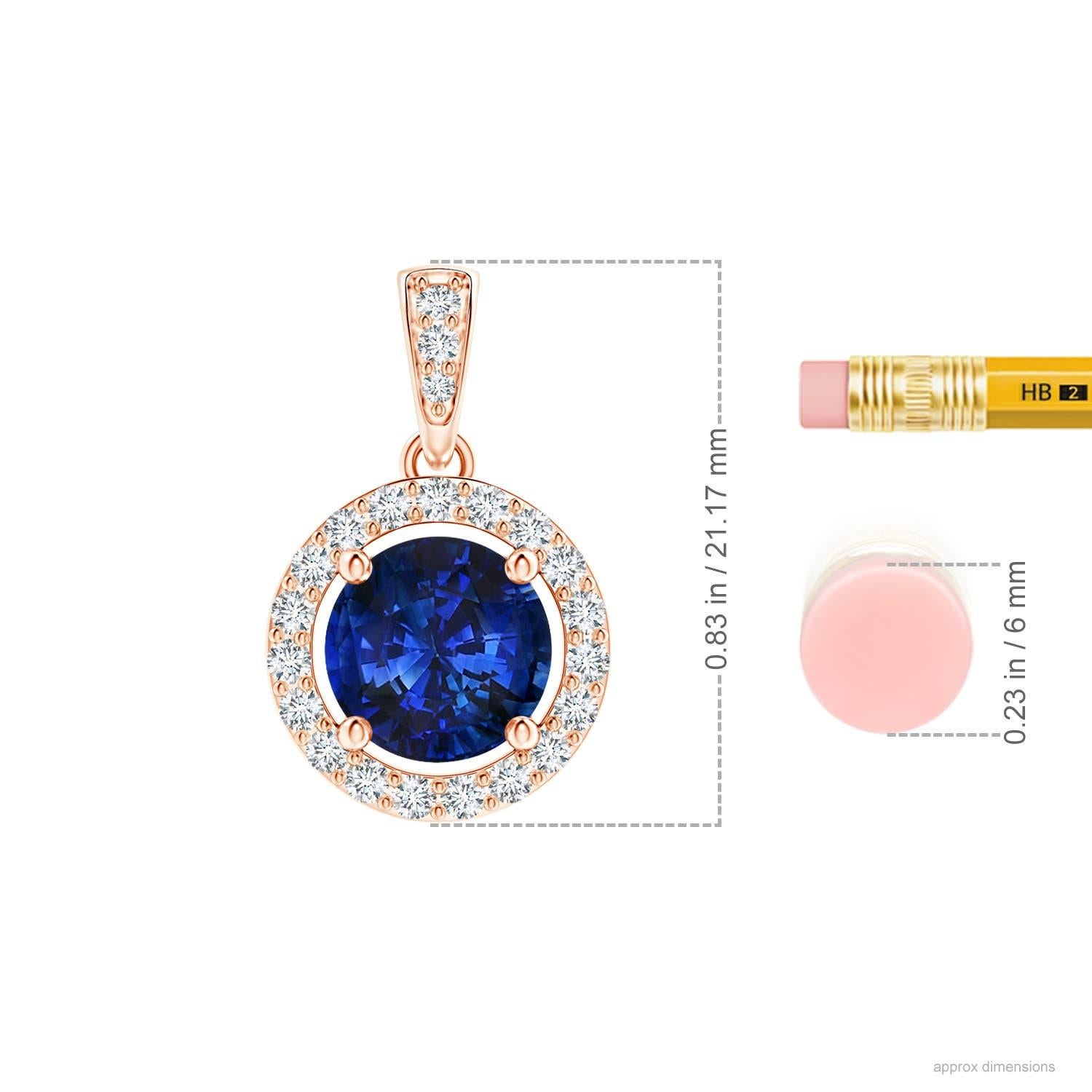 Women's Angara GIA Certified Natural Sapphire Rose Gold Pendant Necklace with Diamond