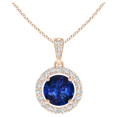 Angara GIA Certified Natural Sapphire Rose Gold Pendant Necklace with Diamond