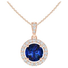 Angara GIA Certified Natural Sapphire Rose Gold Pendant Necklace with Diamond