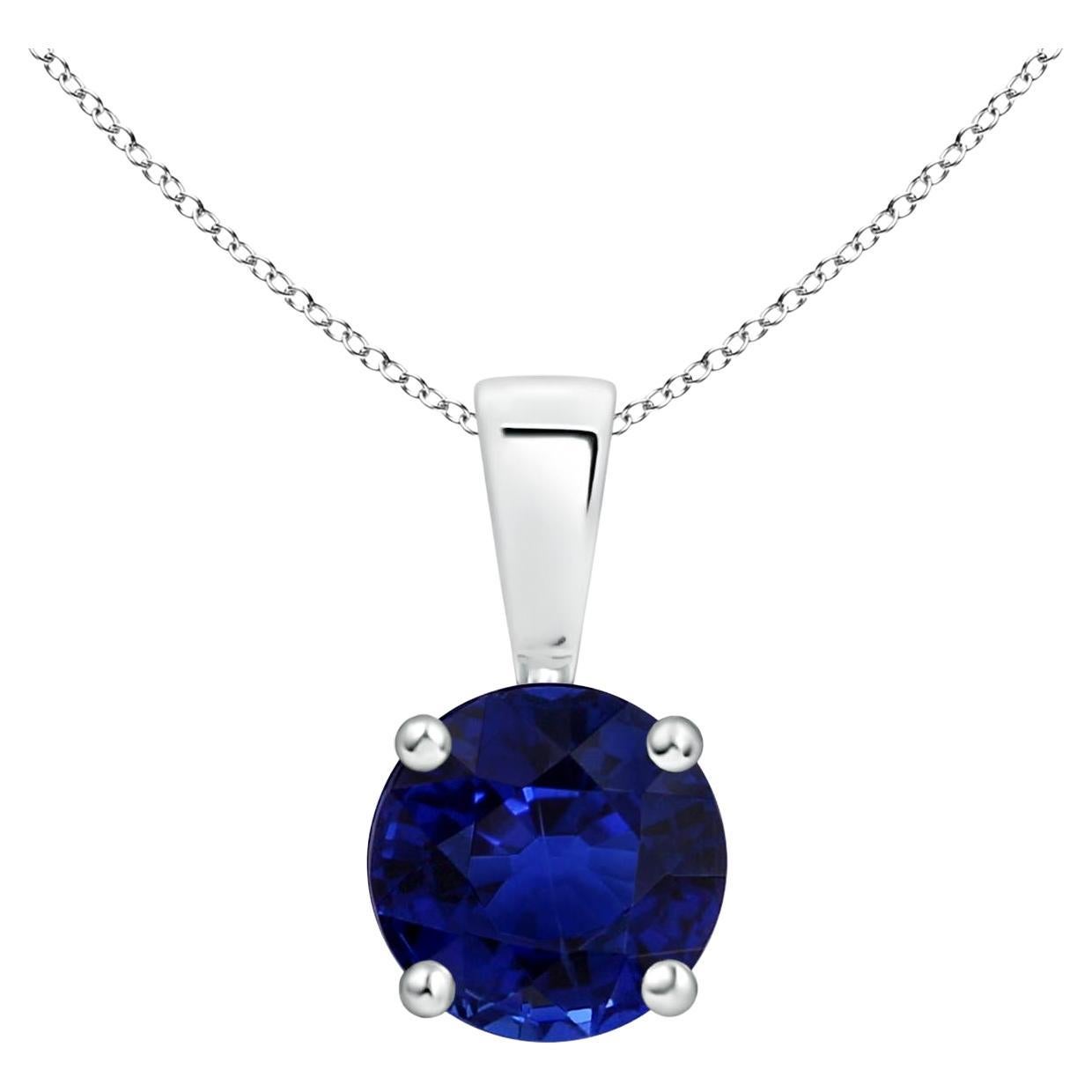 Angara GIA Certified Natural Sapphire Solitaire Platinum Pendant Necklace For Sale