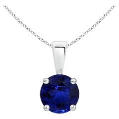 Angara GIA Certified Natural Sapphire Solitaire Platinum Pendant Necklace