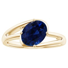 ANGARA GIA Certified Natural Sapphire Solitaire Ring in Yellow Gold