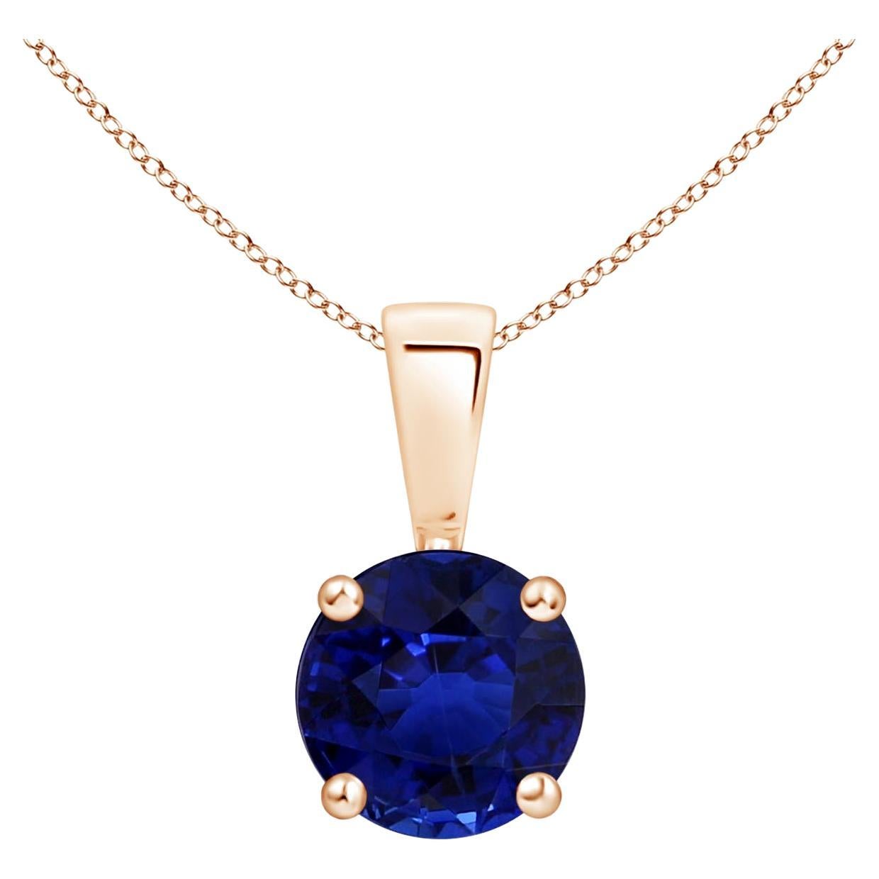 Angara GIA Certified Natural Sapphire Solitaire Rose Gold Pendant Necklace For Sale