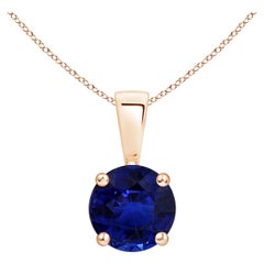 Angara GIA Certified Natural Sapphire Solitaire Rose Gold Pendant Necklace
