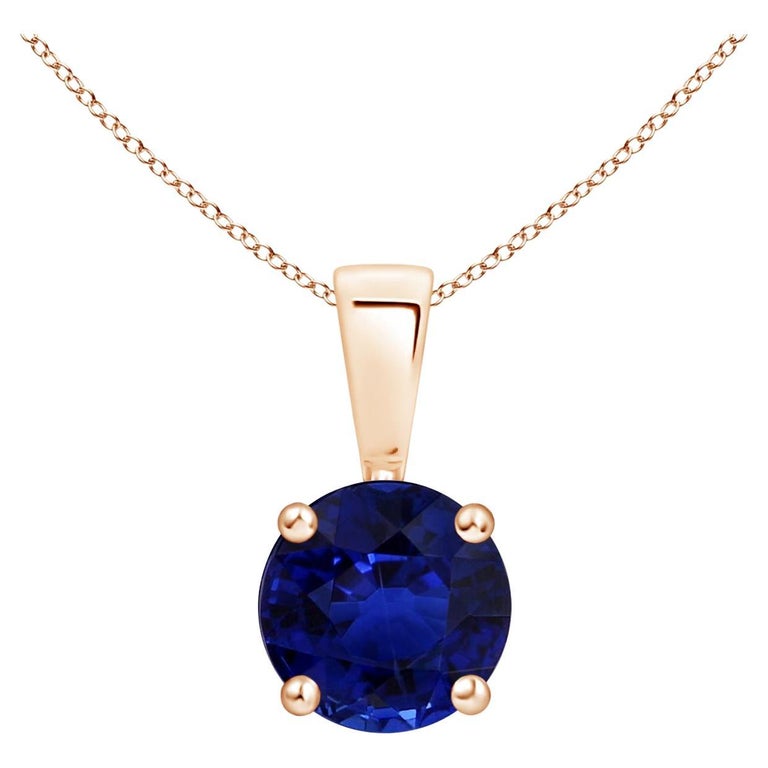Angara GIA Certified Natural Sapphire Solitaire Rose Gold Pendant