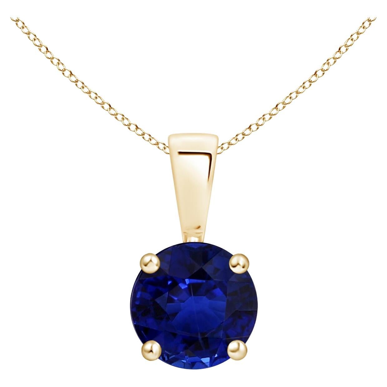 ANGARA GIA Certified Natural Sapphire Solitaire Yellow Gold Pendant Necklace For Sale