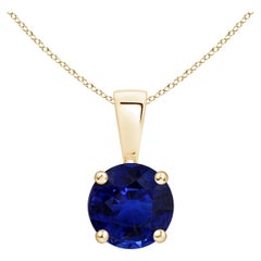 ANGARA GIA Certified Natural Sapphire Solitaire Yellow Gold Pendant Necklace
