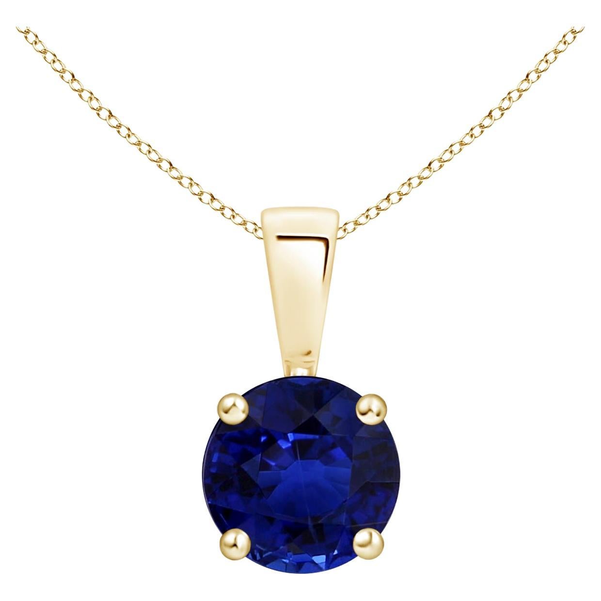 Angara GIA Certified Natural Sapphire Solitaire Yellow Gold Pendant Necklace