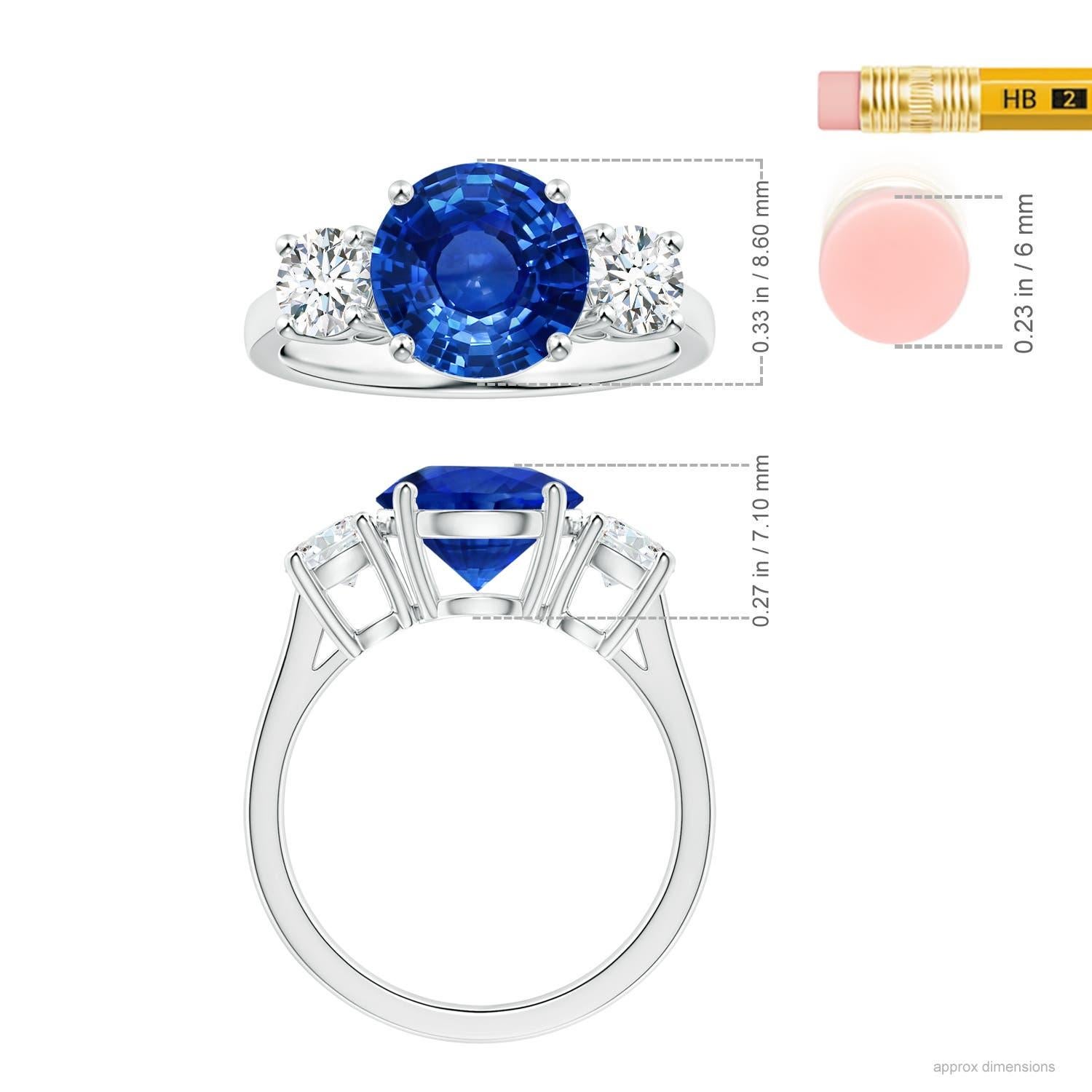 ANGARA GIA Certified Natural Sapphire Three Stone Ring in Platinum 5