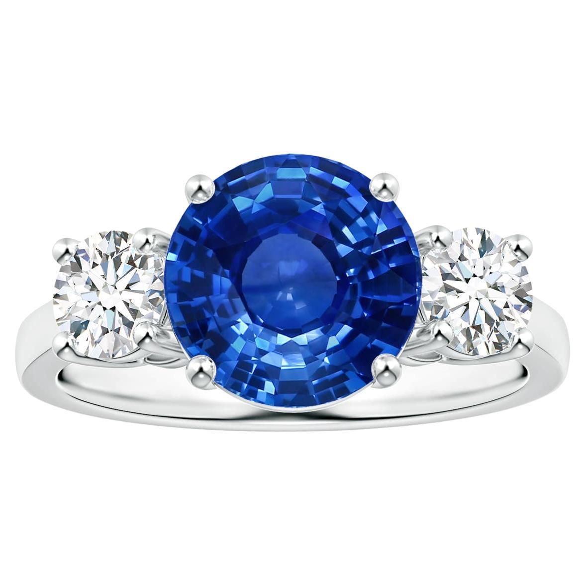 Customizable ANGARA GIA Certified Natural Sapphire ThreeStone Diamond