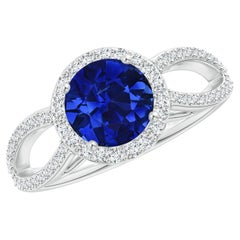 Angara GIA Certified Natural Sapphire Vintage Style Ring in White Gold