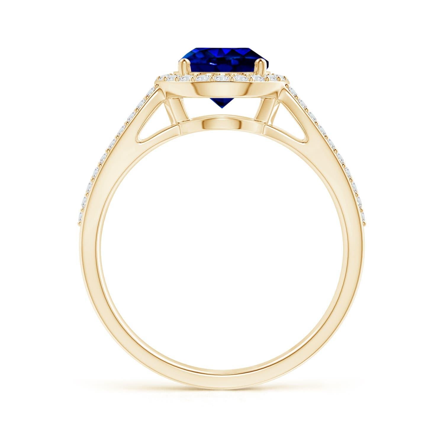 Angara GIA Certified Natural Sapphire Vintage Style Ring in Yellow Gold 6