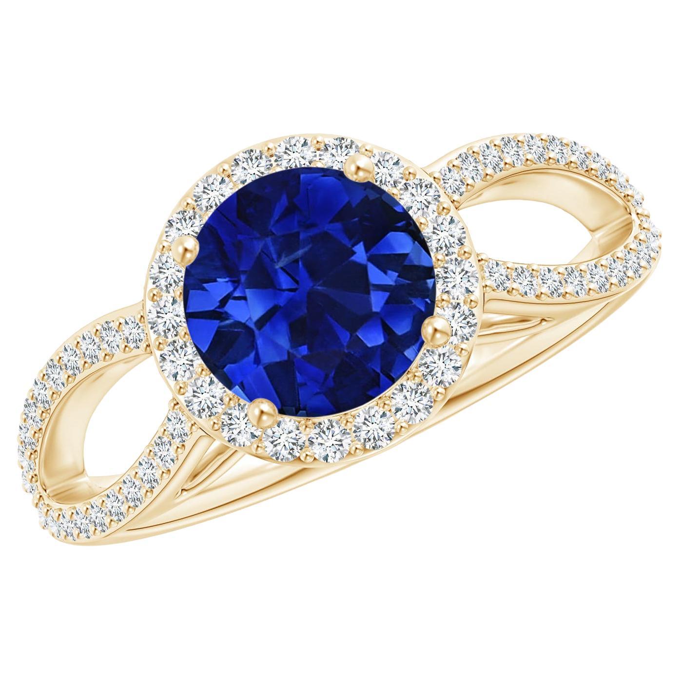 For Sale:  Angara GIA Certified Natural Sapphire Vintage Style Ring in Yellow Gold