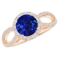 ANGARA GIA Certified Natural Sapphire Vintage Style Rose Gold Ring