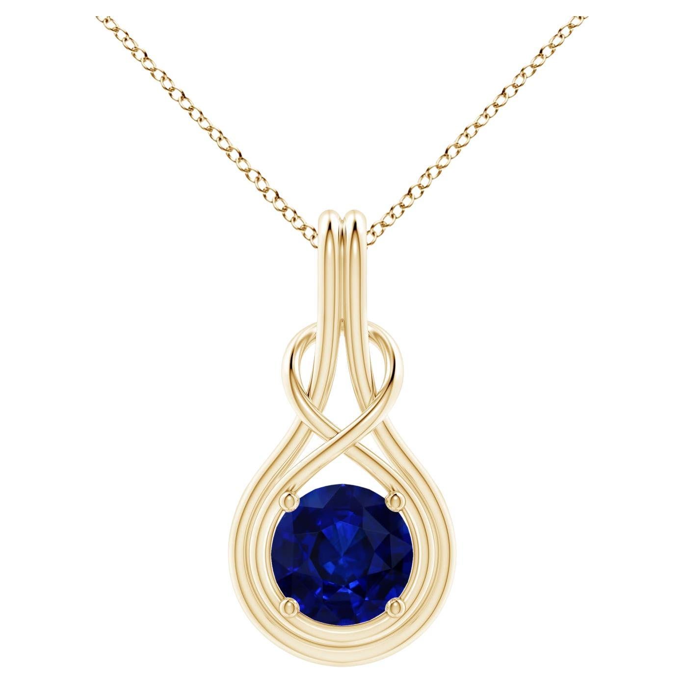 Angara Gia Certified Natural Sapphire Yellow Gold Pendant Necklace For Sale