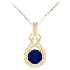 Collana con ciondolo in oro giallo con zaffiro naturale certificato Gia Angara