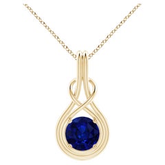 Angara Gia Certified Natural Sapphire Yellow Gold Pendant Necklace