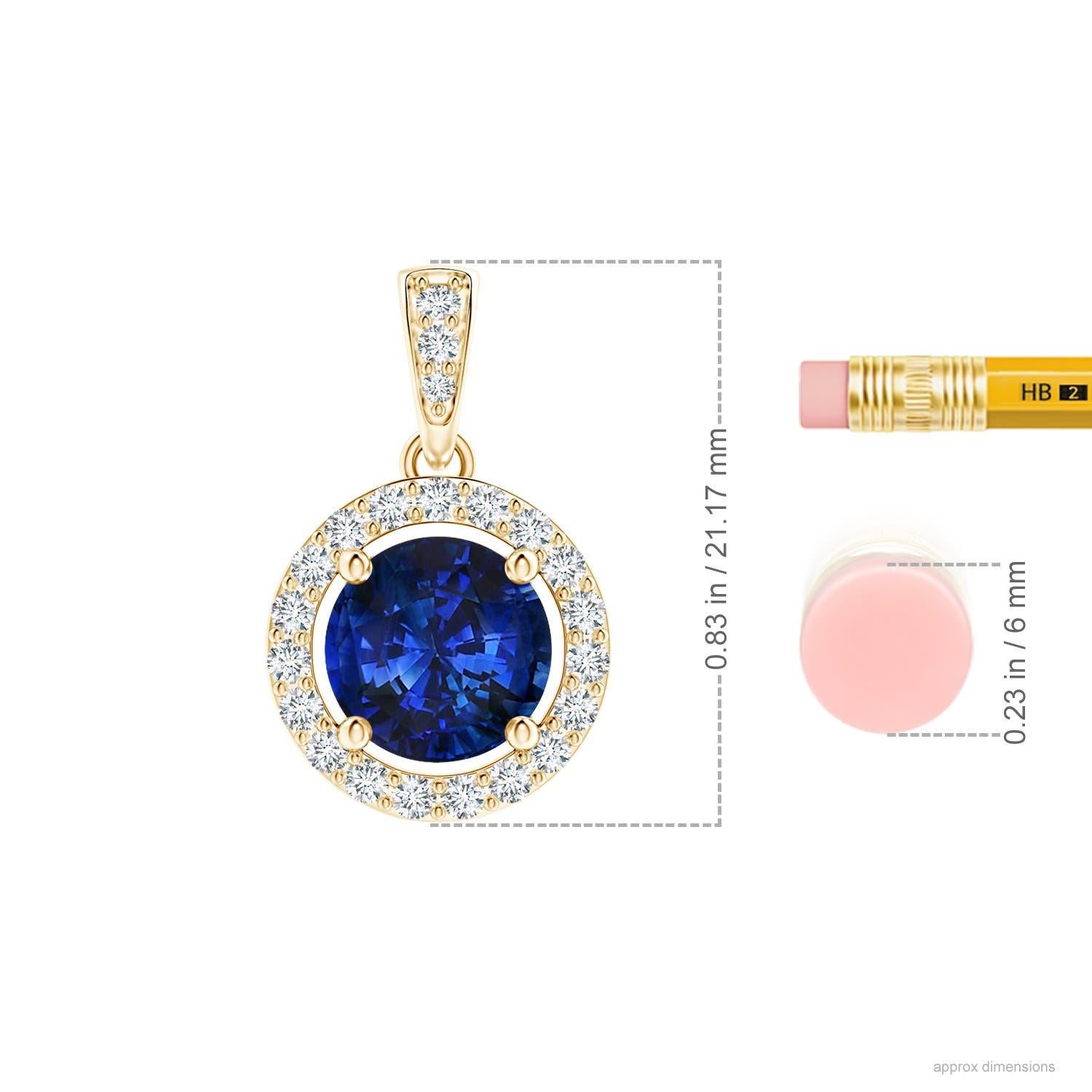 Modern ANGARA GIA Certified Natural Sapphire Yellow Gold Pendant Necklace with Diamond
