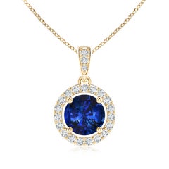 ANGARA GIA Certified Natural Sapphire Yellow Gold Pendant Necklace with Diamond