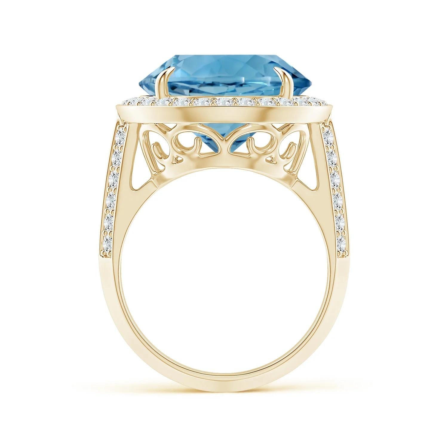 ANGARA GIA Certified Natural Sky Blue Topaz & Diamond Halo Ring in Yellow Gold 3