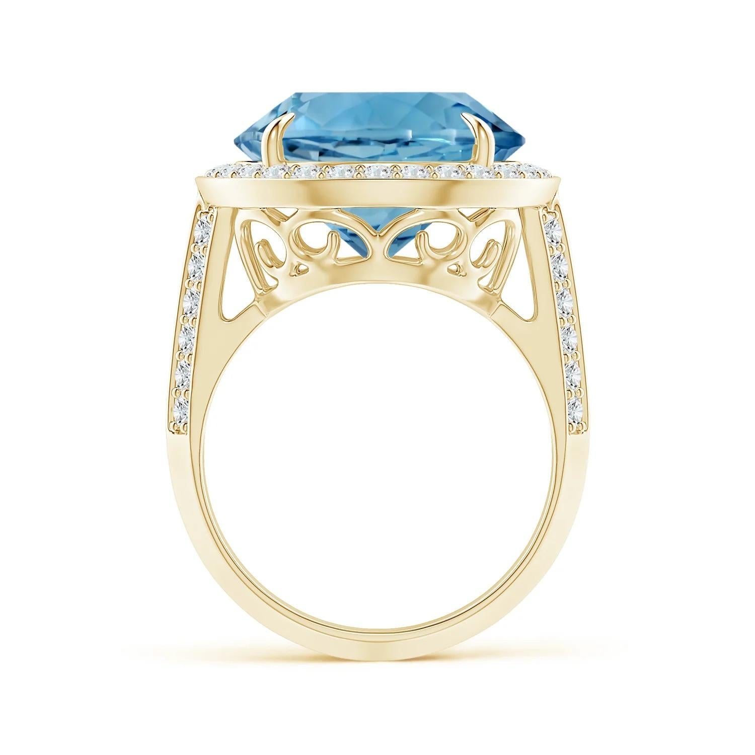 For Sale:  ANGARA GIA Certified Natural Sky Blue Topaz & Diamond Halo Ring in Yellow Gold 3