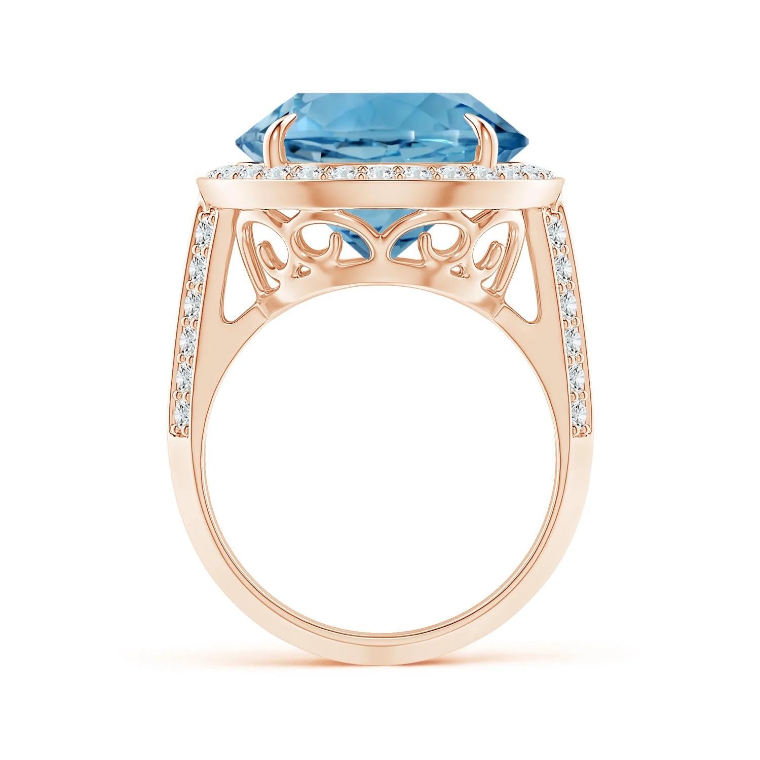 For Sale:  ANGARA GIA Certified Natural Sky Blue Topaz Halo Ring in Rose Gold with Diamonds 3