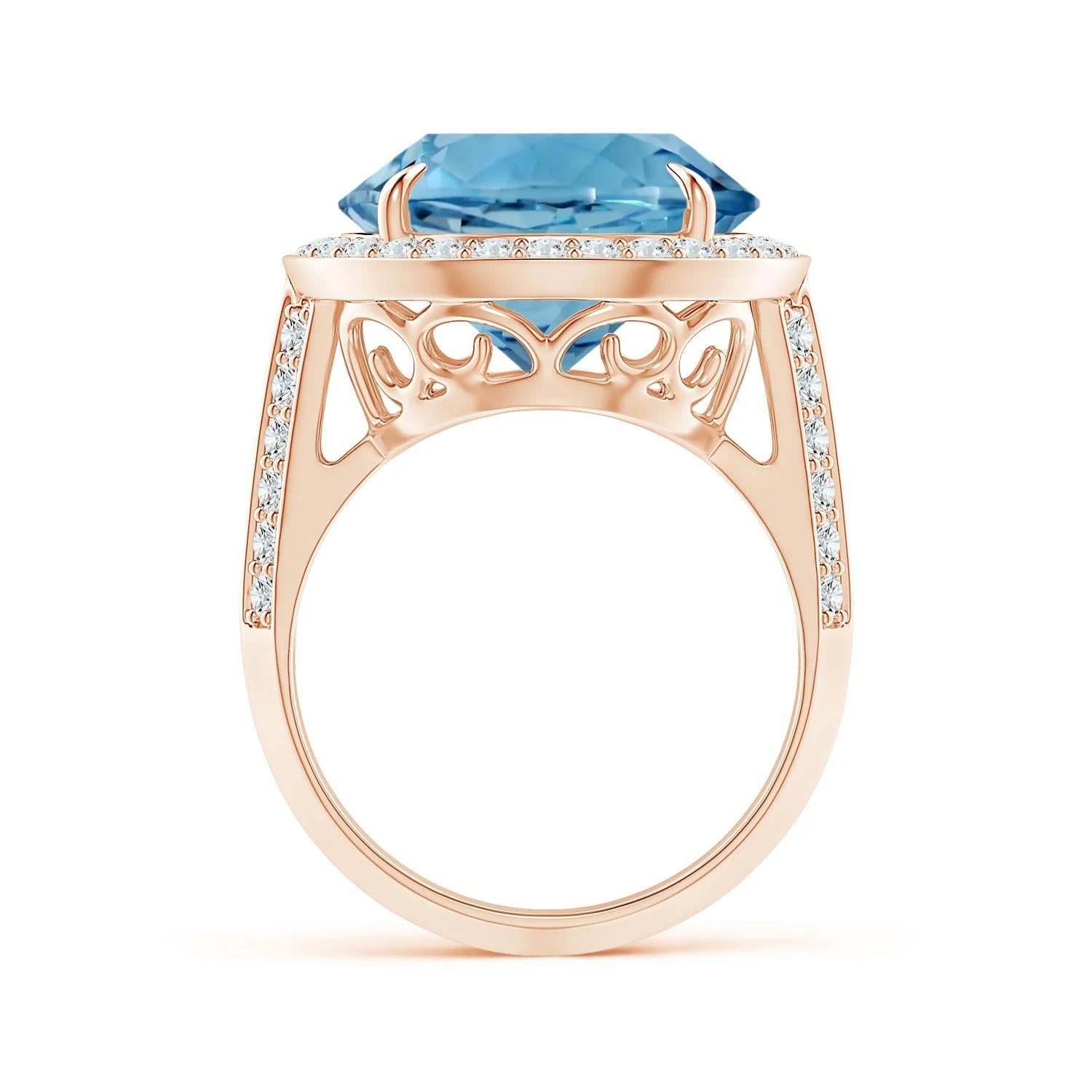 ANGARA GIA Certified Natural Sky Blue Topaz Halo Ring in Rose Gold with Diamonds 3