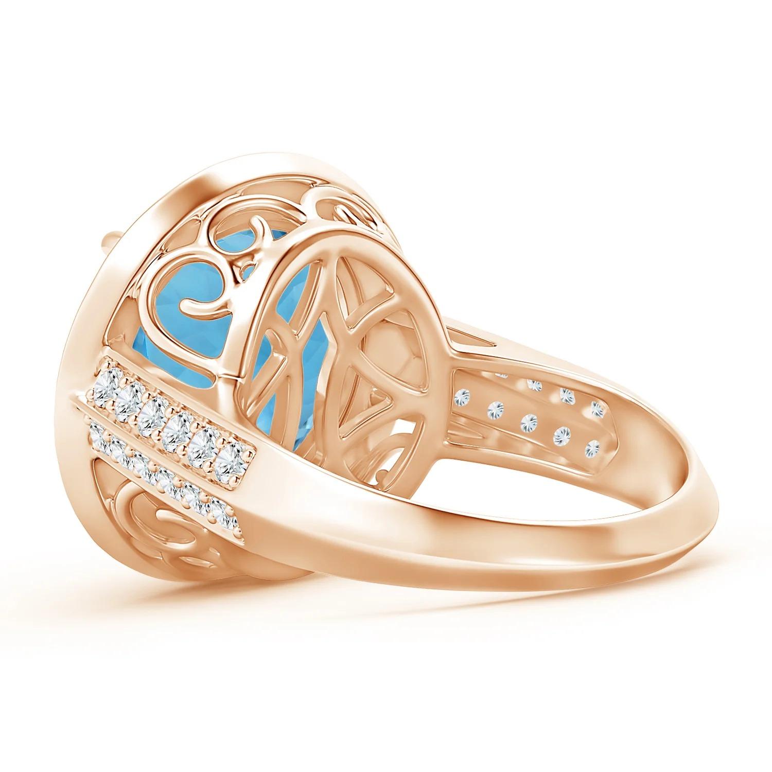 ANGARA GIA Certified Natural Sky Blue Topaz Halo Ring in Rose Gold with Diamonds 4