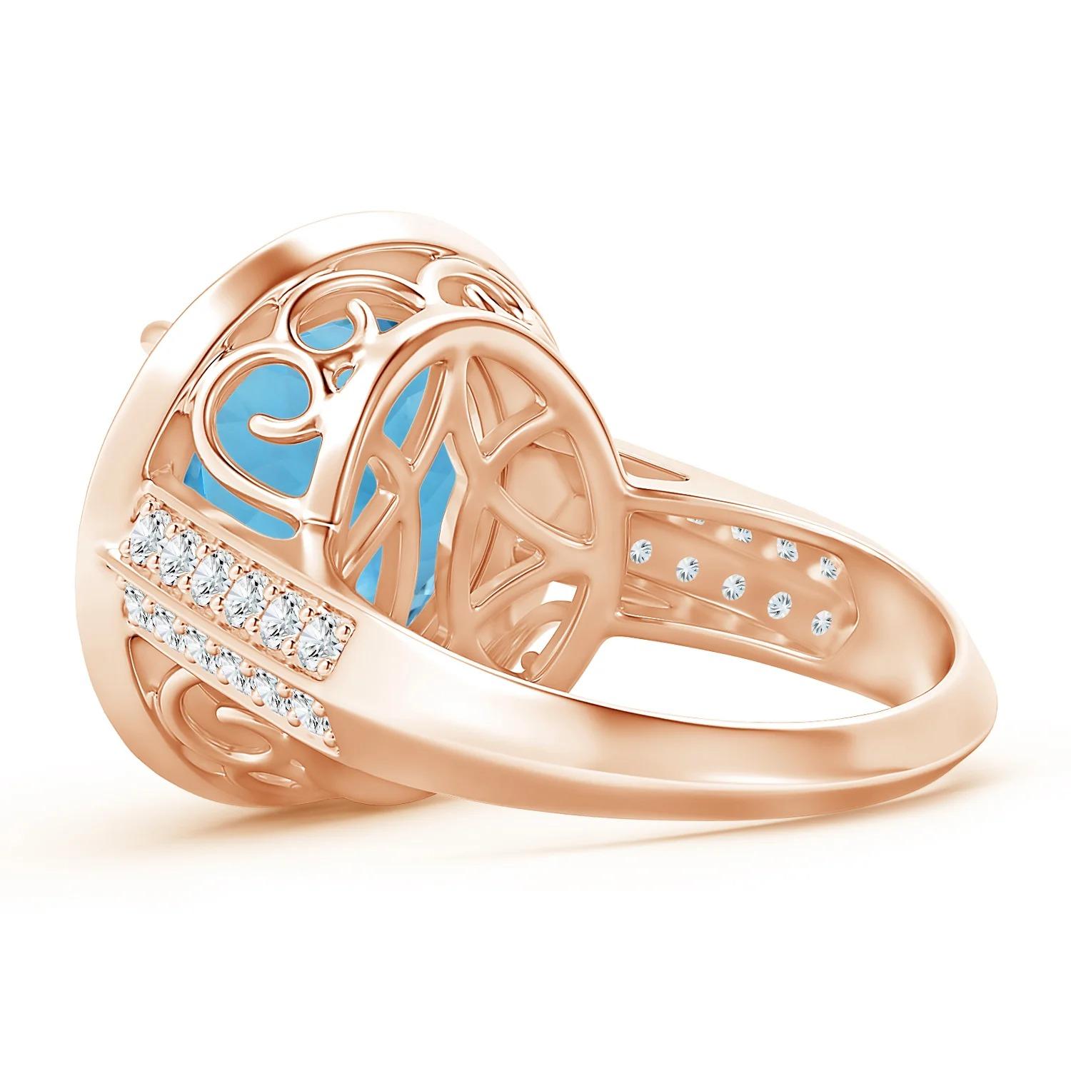 ANGARA GIA Certified Natural Sky Blue Topaz Halo Ring in Rose Gold with Diamonds 4