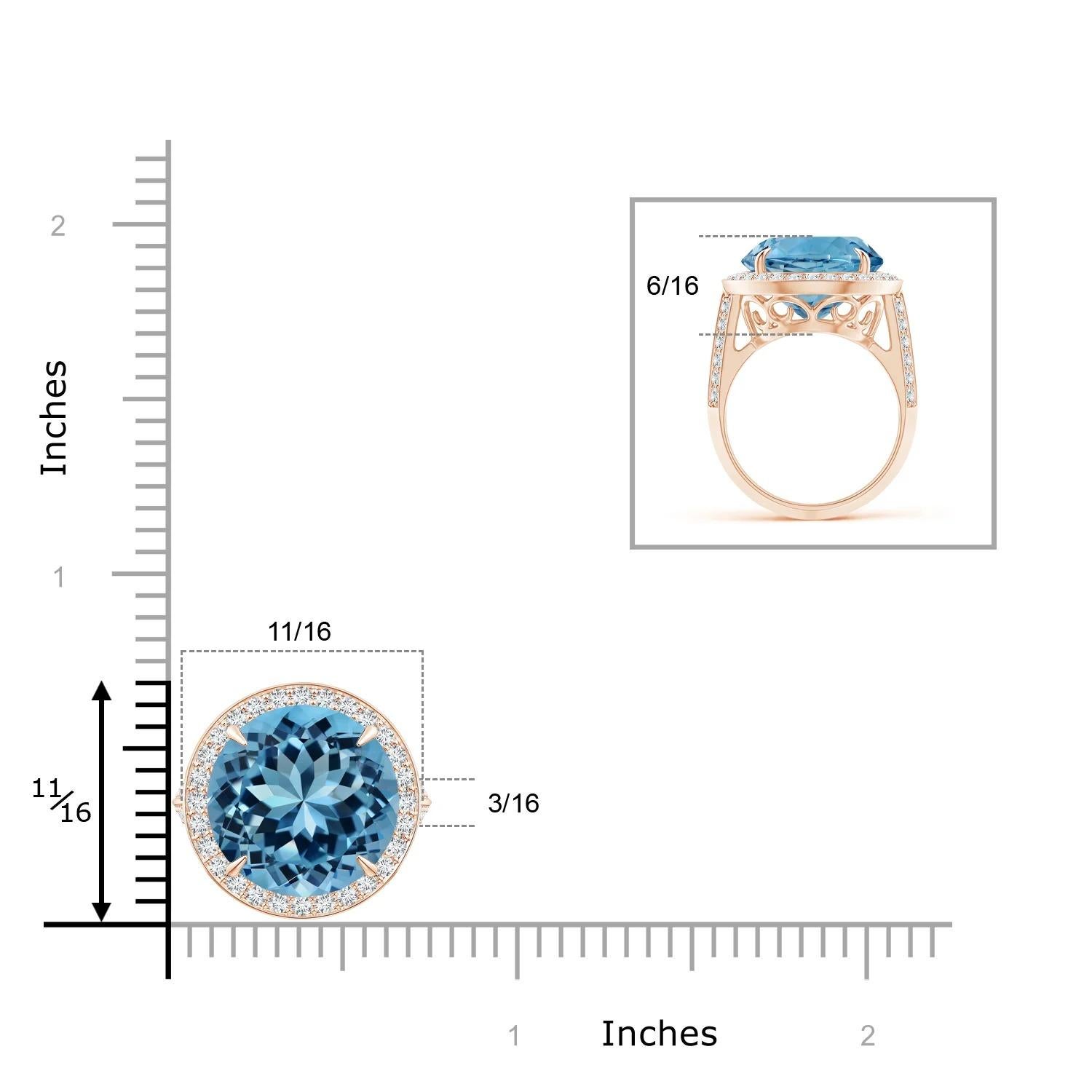 For Sale:  ANGARA GIA Certified Natural Sky Blue Topaz Halo Ring in Rose Gold with Diamonds 7