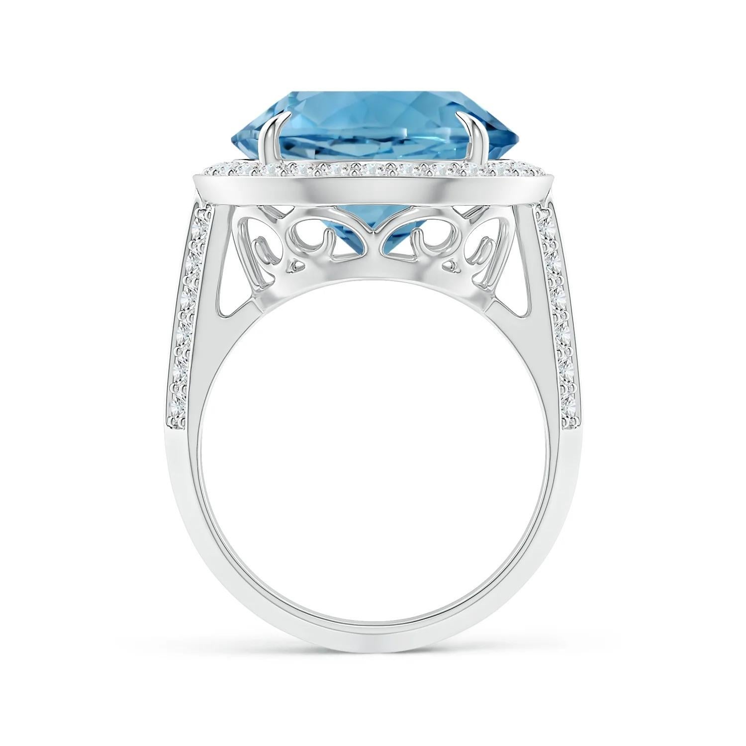 For Sale:  ANGARA GIA Certified Natural Sky Blue Topaz Halo White Gold Ring with Diamonds 3